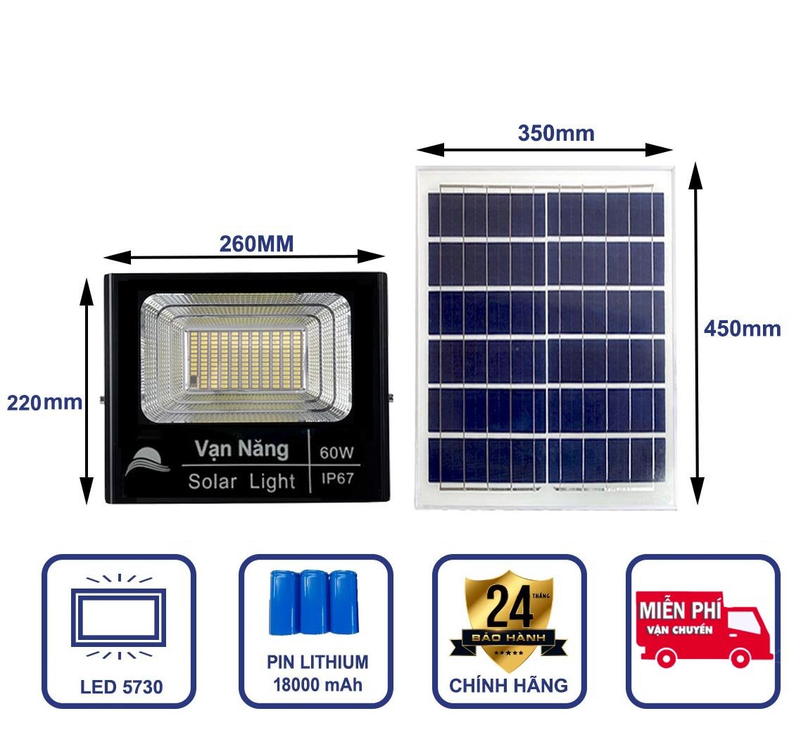 Đèn năng lượng mặt trời Vạn Năng 60W