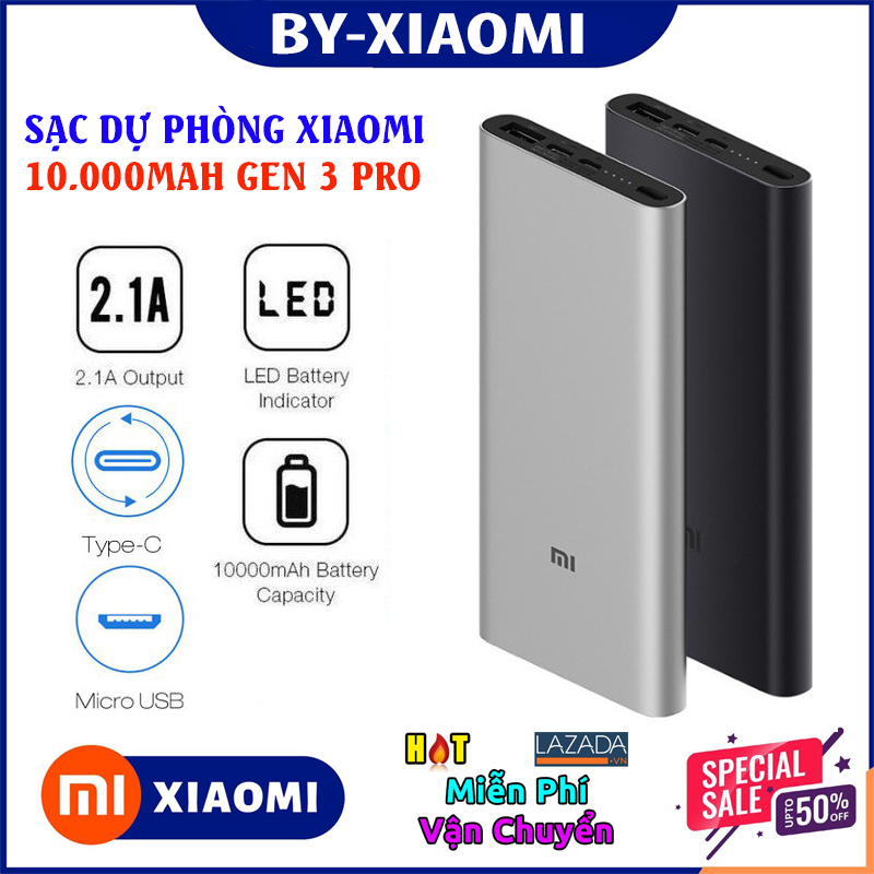 [HCM]sạc dự phòng - pin dự phòng chính hãng - PIN SẠC DỰ PHÒNG XIAOMI GEN 3 10000 mAH có cổng TYC - POWER BANK GEN 3 - 2 cổng sạc ra và 2 cổng sạc vào sạc nhanh hơn Hàng chính hãng(xách tay nội địa) - BH 6 Tháng