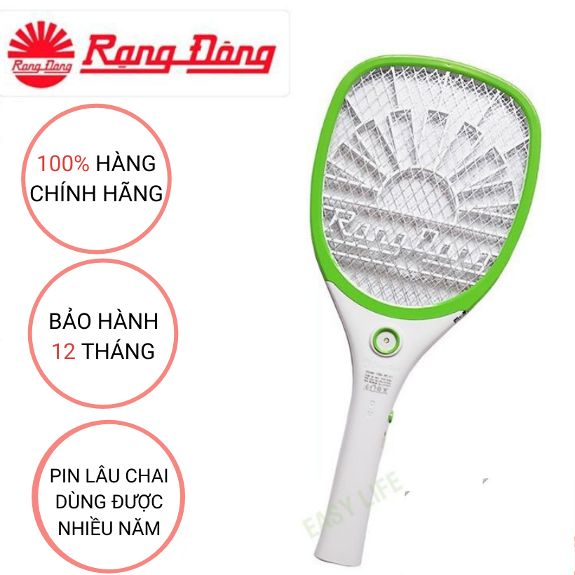 Vợt bắt muỗi, vợt muỗi cao cấp Rạng Đông, vợt to, chắc chắn, pin bền. Bảo hành chính hãng 12 tháng