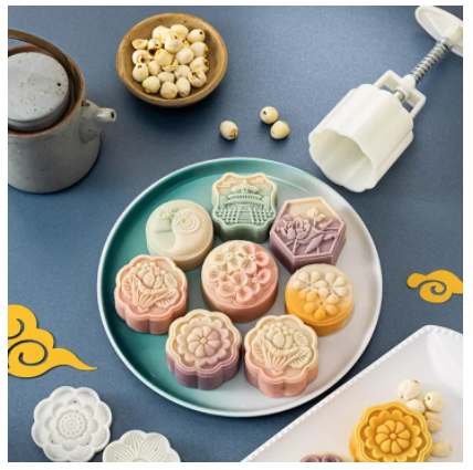 Bộ Tạo Khuôn Bánh Trung Thu 50G Khuôn Bánh Đậu Xanh Mô Hình In Với Hoa Ép Bánh Da Lạnh Bánh Ngọt