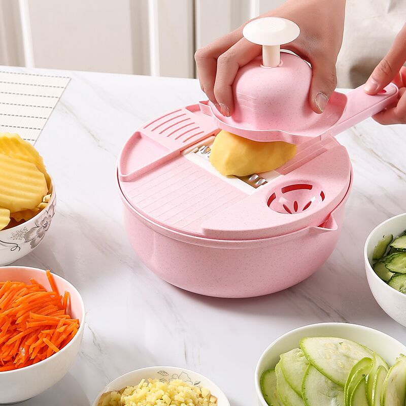 [SALE XẢ HẾT] Dụng cụ bào sợi rau củ 12 trong 1 an toàn tiện lợi ( TẶNG KÈM 6  DAO BÀO ),  Bộ Rổ nạo cắt bào rau củ quả đa năng Cực kỳ tiện lợi  không lo đứt tay, BỘ DỤNG CỤ LÚA MẠCH BÀO SỢI CỦ QUẢ 12 IN 1 ĐA NĂNG