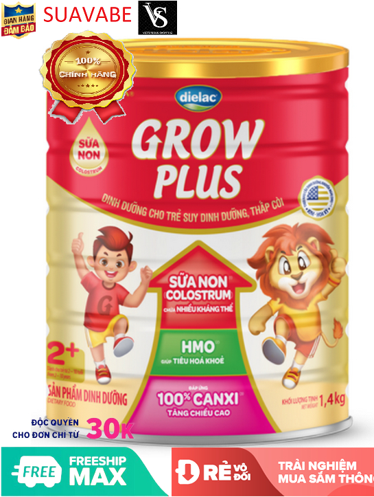 SỮA BỘT DIELAC GROW PLUS 2+ HỘP THIẾC 1400G