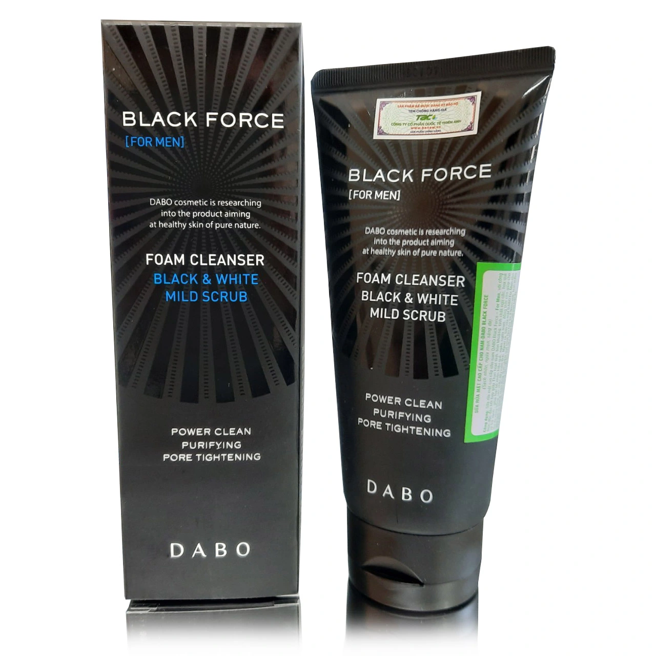 Sữa rửa mặt nam Than hoạt tính ngừa mụn trắng da sạch nhờn Dabo Black Force 120ml