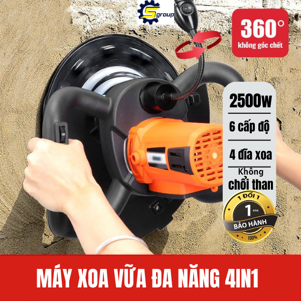 Máy xoa tường chà tường kiêm khuấy sơn công suất lớn 2500w máy xoa vữa cho thợ hồ có chỉnh 6 tốc độ có đèn led chiếu sáng