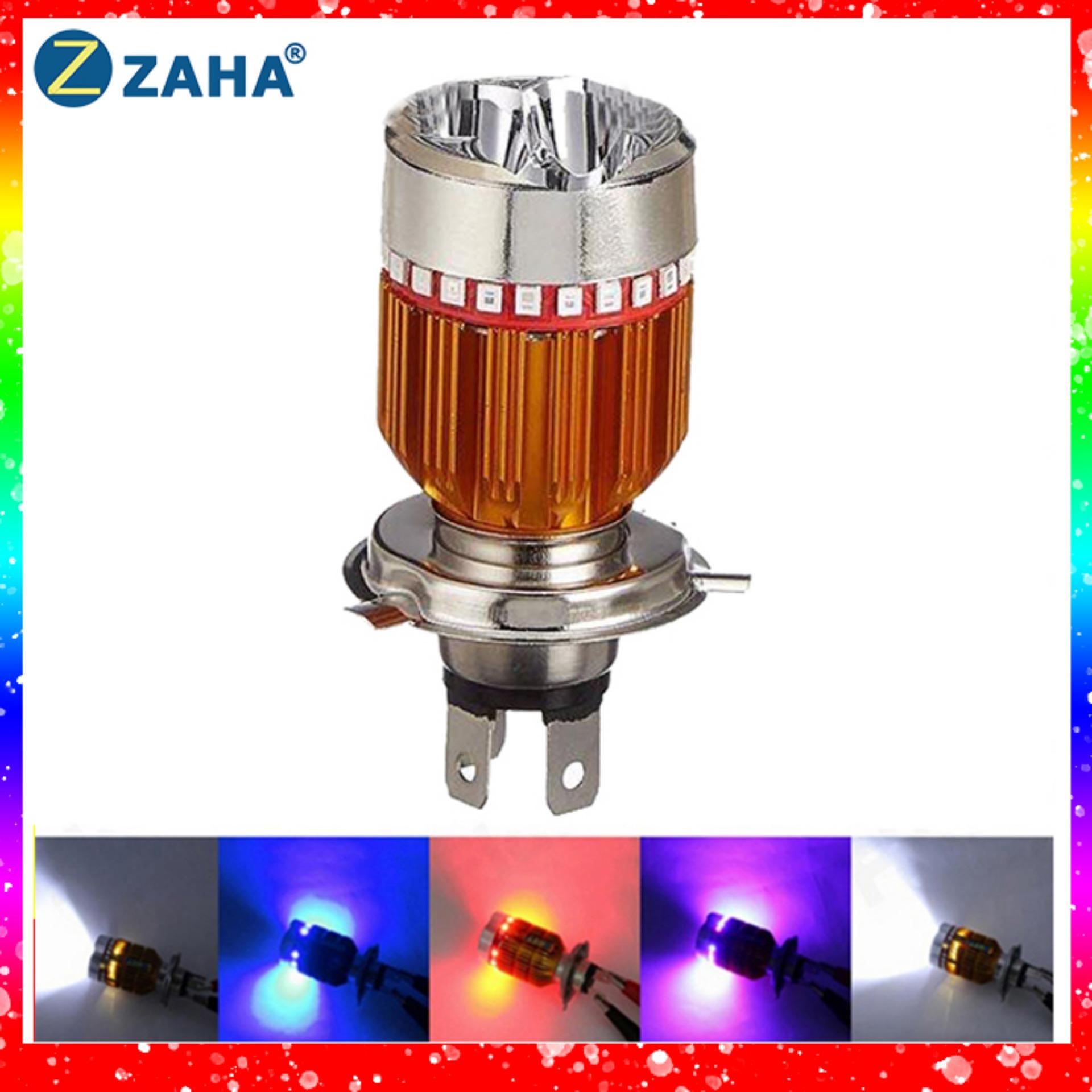 Đèn pha led H4 3 chân 3 tim 7 màu siêu hot