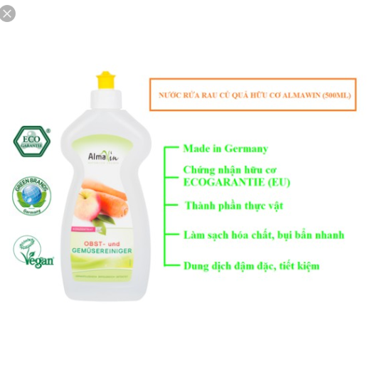 Nước Rửa Rau Củ Quả Hữu Cơ Almawin (500ml)