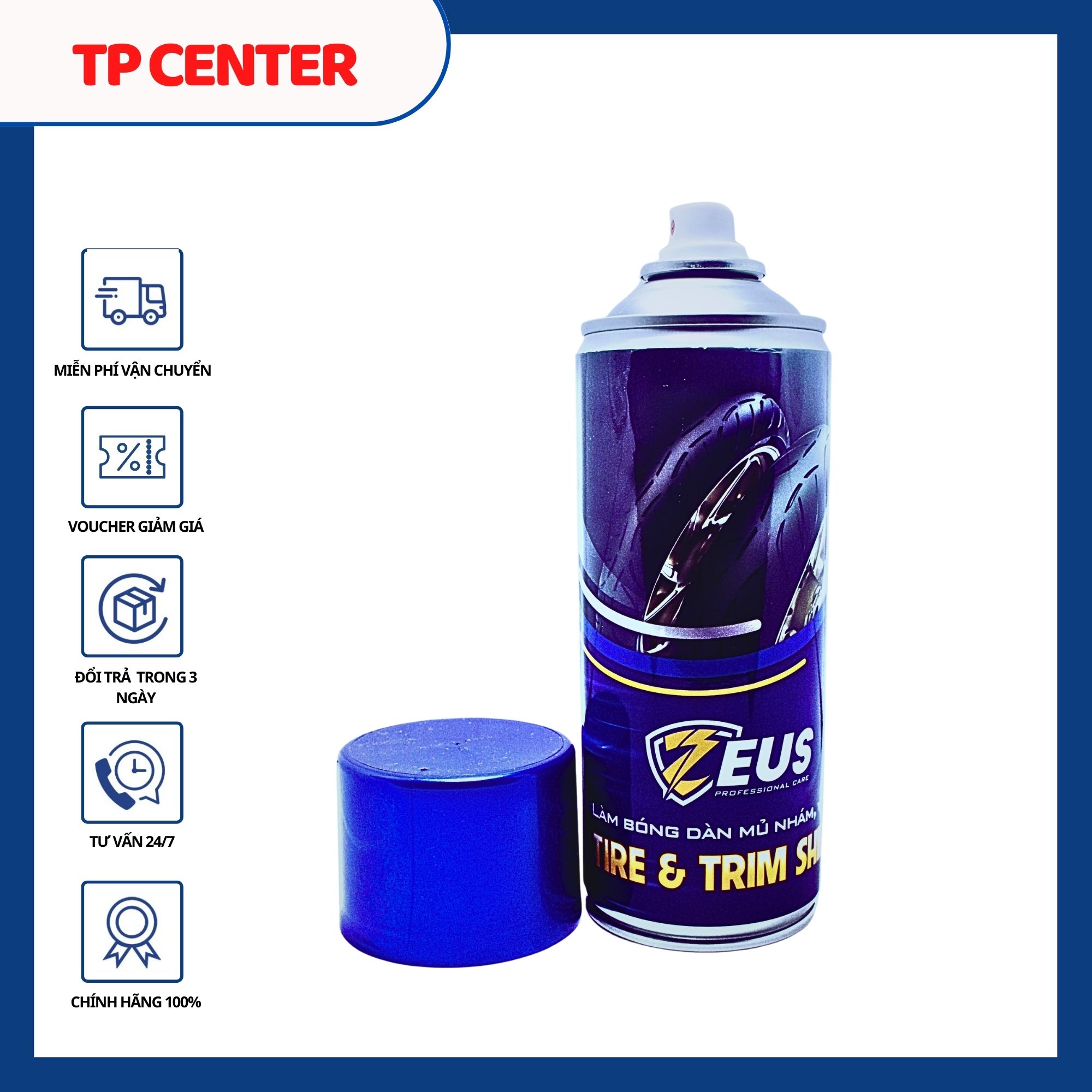 Dưỡng Nhựa đen nhựa nhám vỏ xe phục hồi nhựa hư tổn Zeus Tire & Trim Shine 400ml