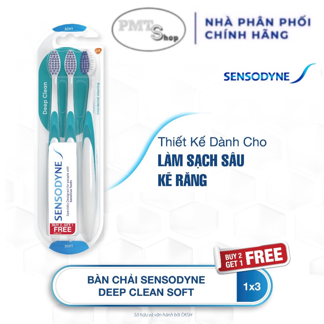 MUA 2 TẶNG 1 Bàn chải đánh răng SENSODYNE Deep Clean Soft thiết kế với lông bàn chải mềm, nhỏ, giúp làm sạch sâu kẽ răng