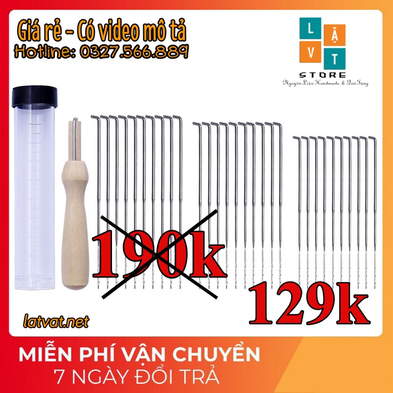 Bộ bút gỗ và 30 kim chọc len chọc tặng ống bảo vệ kim - Dụng cụ chọc len giá rẻ - Needle Tools