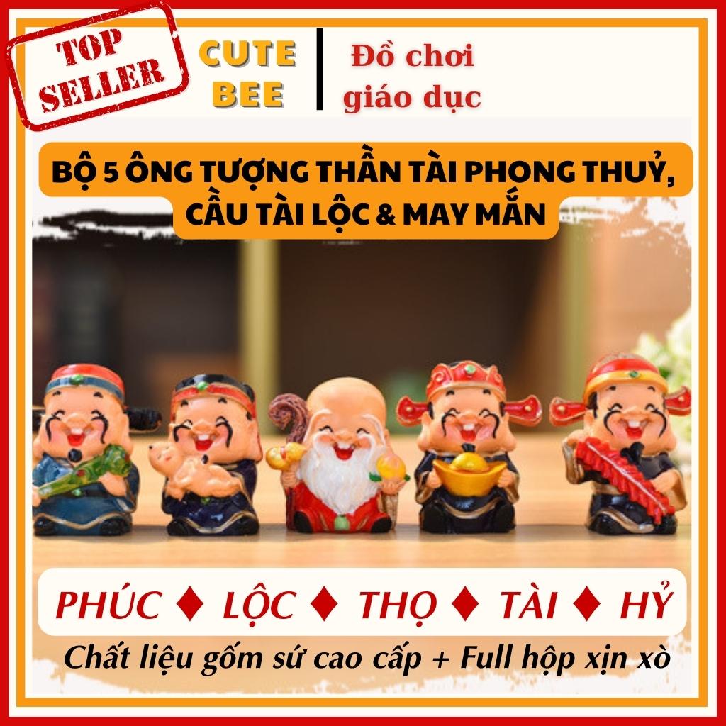 Bộ tượng 5 ông Phúc - Lộc - Thọ - Tài - Hỷ cười tươi như hoa, đem lại tài lộc cho năm mới 2023 - Vật phẩm trang trí PHONG THỦY - Có tách lẻ từng tượng [Đồ chơi CUTE BEE]