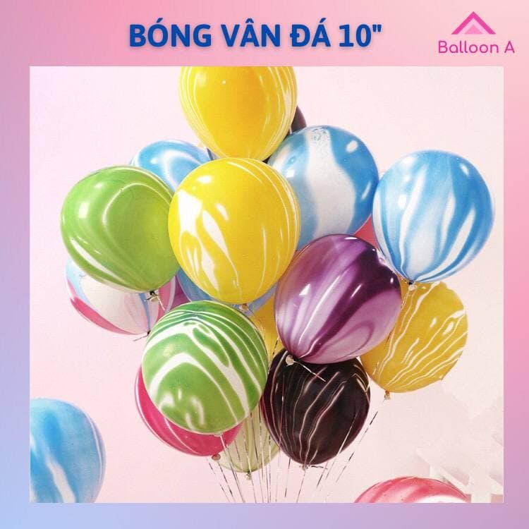 Set 10 quả bóng loang vân đá cỡ lớn 30cm loại dày, bóng bay sinh nhật bóng bay trang trí loang vân đá