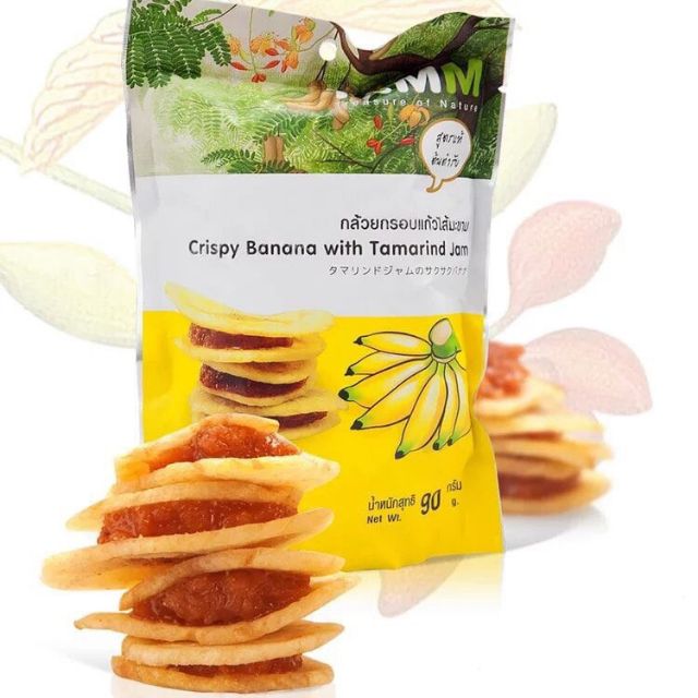 01 túi x 90gr bánh chuối sấy khô kẹp me thái lan - -