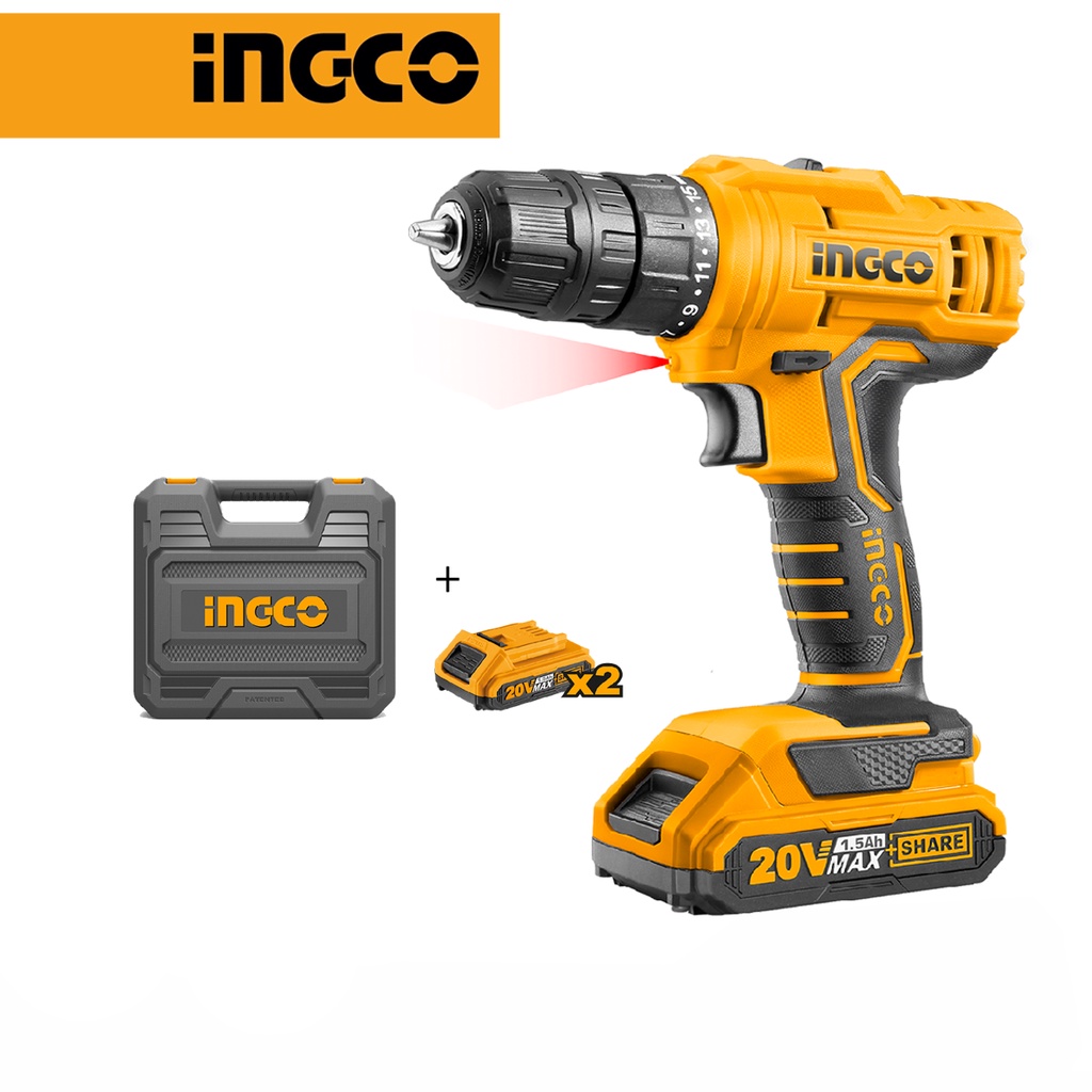 Máy khoan pin 15 tốc độ, pin 20v hộp nhựa ingco cdli20012