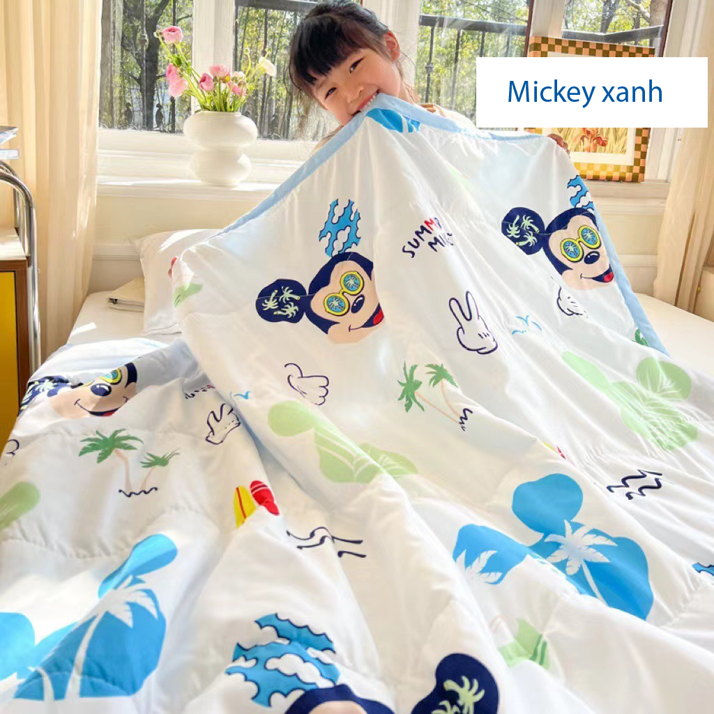 Chăn mền Disney mùa hè mềm mát cho bé mẫu giáo ngủ trưa KT 110X150cm