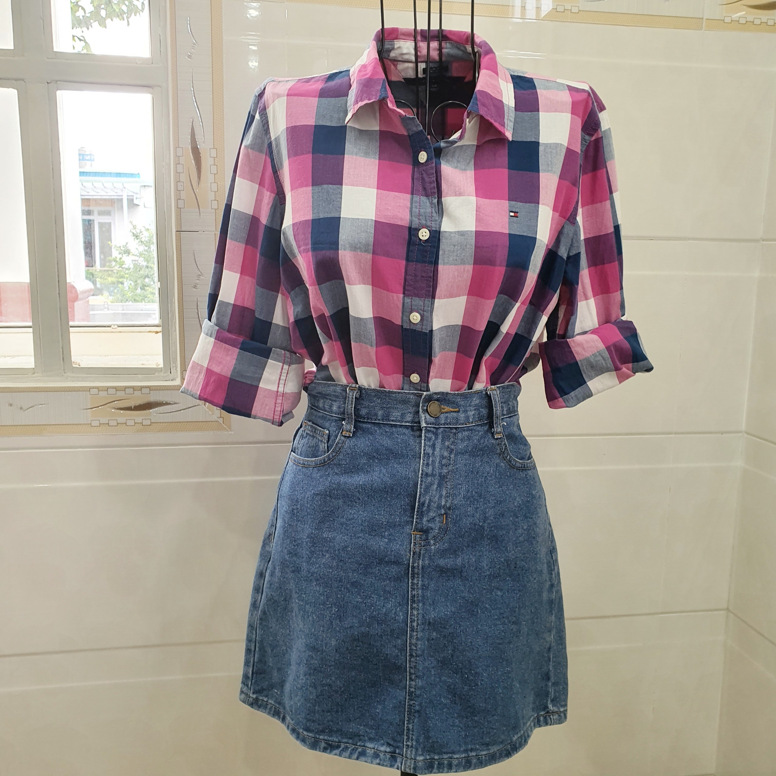 Áo sơ mi xô nữ Hiệu phong cách Hàn Quốc