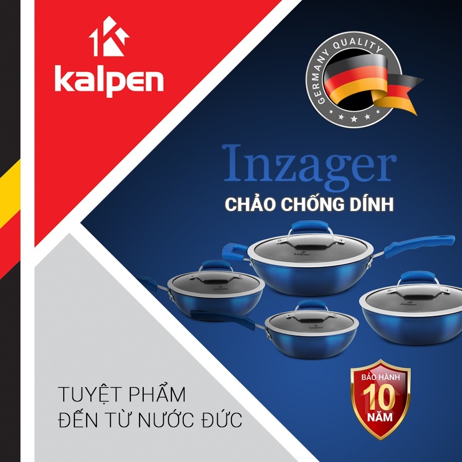 Chảo chống dính đáy từ phẳng kalpen inzager kp-8820 20cm / kp-8824 24cm / kp-8826 26cm / kp-8828 28cm