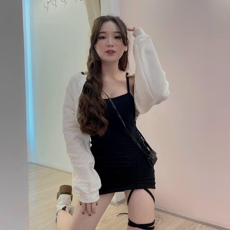 Set váy 2 dây áo khoác ngoàifreeship đầm 2 dây mix áo cardigan thời trang ad147