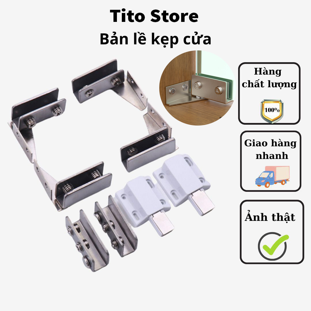 Bản lề kẹp xoay cánh cửa kính bằng thép không gỉ nhấn đóng nhấn mở tiện lợi