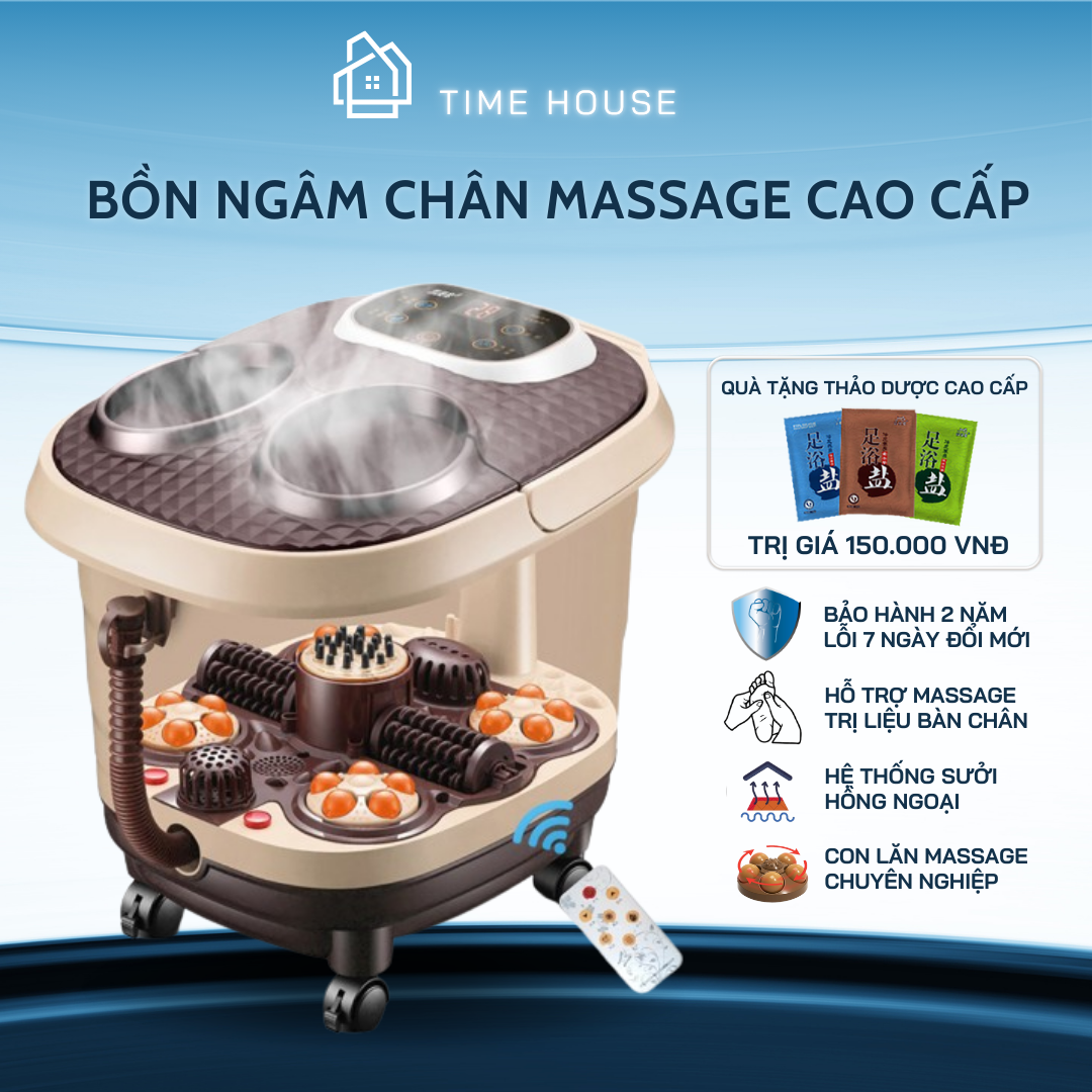 Bồn ngâm chân Massage tự động cao cấp 12 chức năng có điều khiển kết hợp cùng thảo dược ngâm chân an toàn và hiệu quả tặng kèm túi thảo dược Bảo hành 2 năm lỗi đổi mới trong 7 ngày
