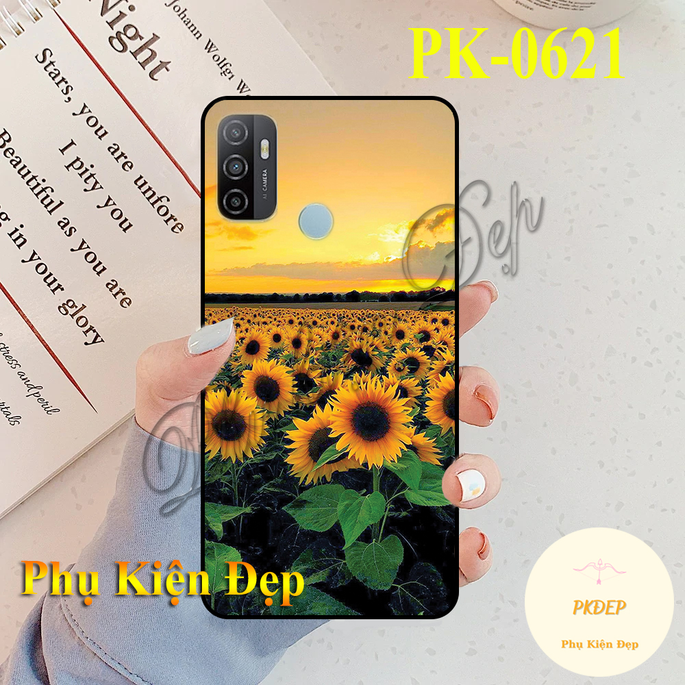 Ốp lưng oppo a53/ a32 2020- ốp dẻo đen lưng cứng in hình hoa hướng dương