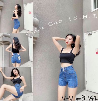Quần sọt jeans co giãn hai nút cao cấp shop phương châu
