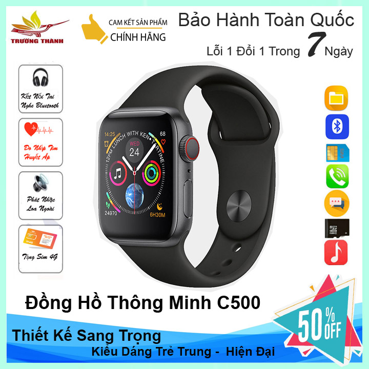 Đồng hồ thông minh C6-C500-K10 lắp sim nghe gọi -Bản cao cấp chống nước- đồng hồ lắp sim nghe gọi