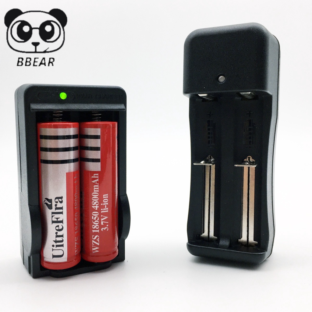 Bộ sạc đôi đa năng 3,7v kèm 2 cục pin đỏ 3,7v 18650