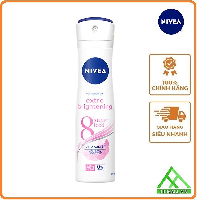 Xịt Khử Mùi Nữ Nivea Extra Whitening 150ml - Sáng Da, Mờ Vết Thâm