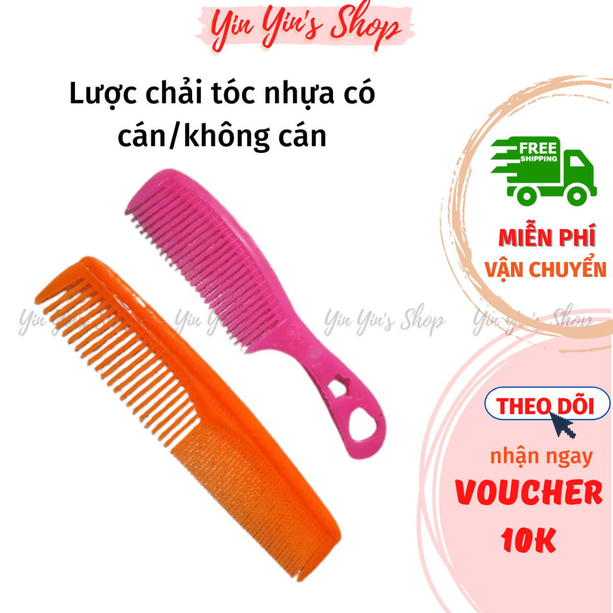 Lược Chải Tóc Gỡ Rối Chất Liệu Nhựa Giá Rẻ Tiện Dụng (Lược Có Cán/Không Cán) - Giao Màu Ngẫu Nhiên