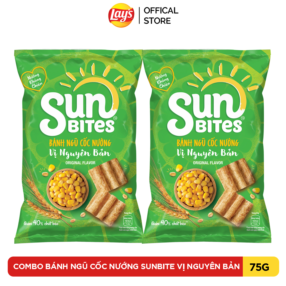Combo 2 snack bịch sunbite vị nguyên bản 75g