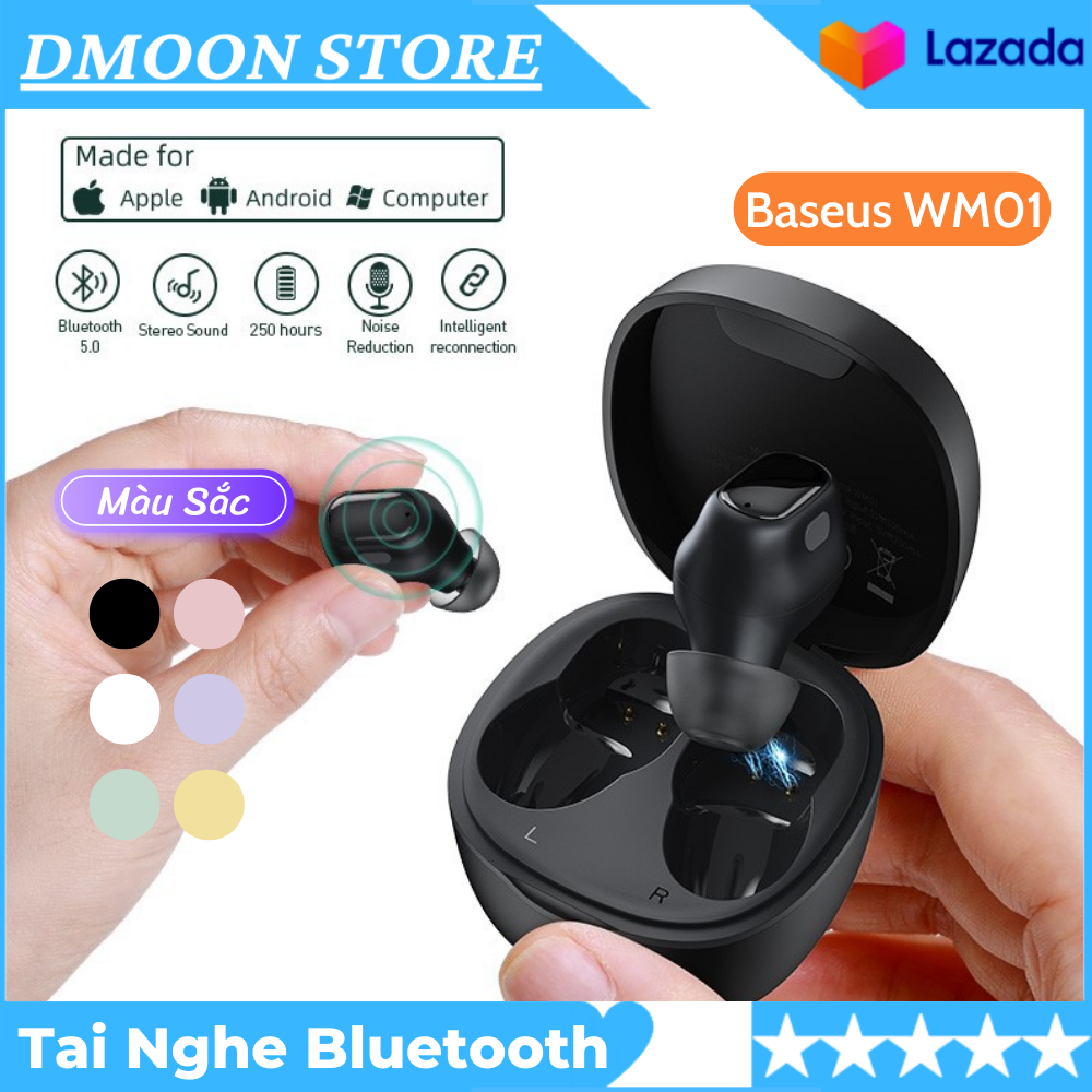 Tai nghe bluetooth baseus wm01 không dây - bluetooth 5.3, kháng nước ipx5, chống ồn, nghe nhạc liên tục 25 giờ - tai nghe bluetooth chính hãng, tai nghe bluetooth không dây, tai nghe bluetooth giá rẻ, tai nghe bluetooth cao cấp,tai nghe không dây