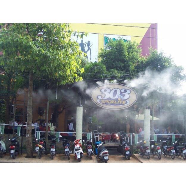 [HCM]bộ máy phun sương làm mát nhà xưởng quán cafe nhập khẩu đài loan bh 12 tháng(10 béc phun 30m dây)