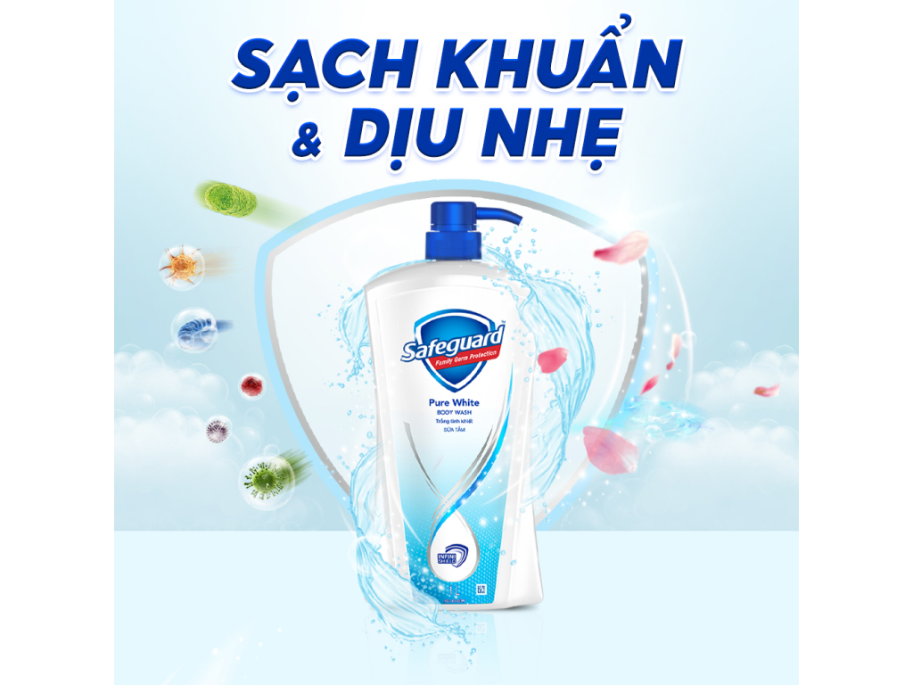 Sữa tắm Safeguard Pure White thơm dịu nhẹ sạch khuẩn trắng tinh khiết 720ml