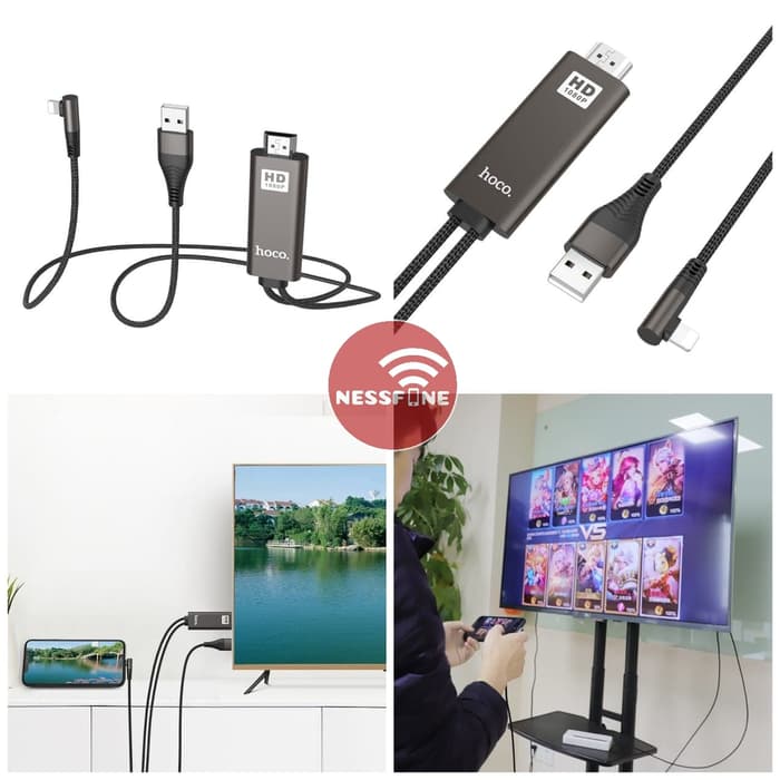Cáp chuyển đổi HDMI lên tivi màn hình cho điện thoại/máy tính bảng Lightning Hoco UA14