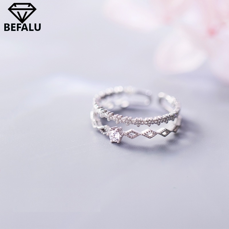 Nhẫn nữ cá tính đính đá bạc 925 phong cách hàn quốc n06 freesize- befalu
