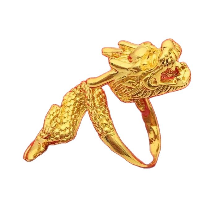 (Hợp kim mạ vàng Không đen-Giá rẻ) Nhẫn Rồng Nam Hướng Thiên-Hợp kim mạ vàng 18k