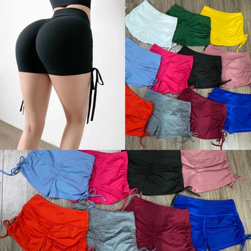 Quần đùi rút dây chun mông tập gym, erobic, tập nhảy nữ