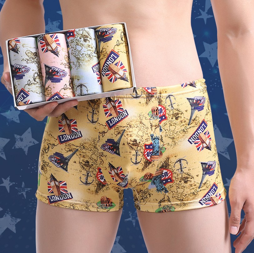 Bộ 4 quần sip đùi nam 100% cotton - Quần lót nam chất đẹp,giá rẻ -Boxer nam -quần ship đùi- Quần nam 2021
