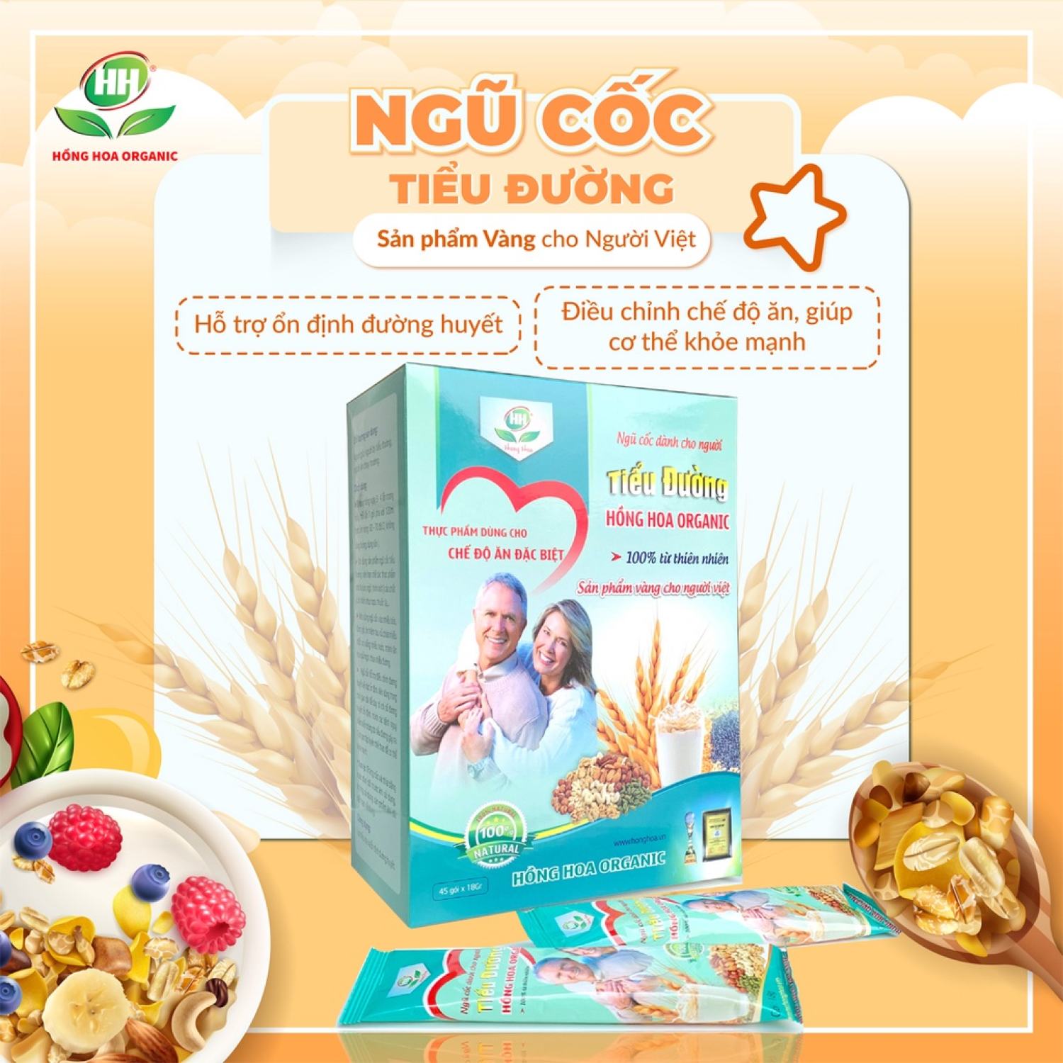 [COMBO 2]Ngũ Cốc Tiểu Đường Hồng Hoa Organic