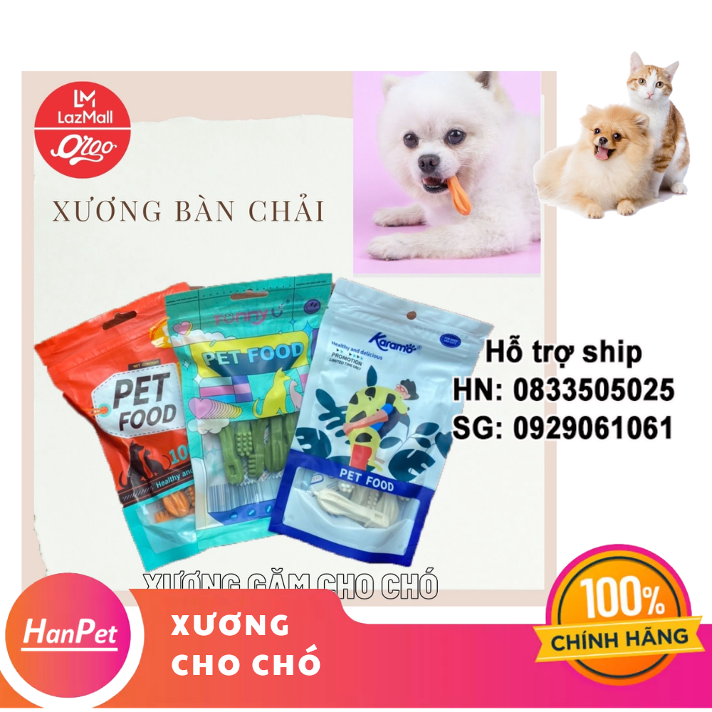 Hanpet - 1c Bàn chải orgo thế hệ mới Xương nhai bổ sung dinh dương, giúp sạch răng miệng, chắc răng