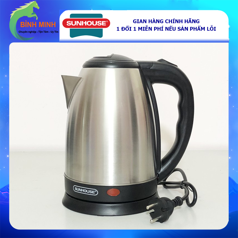 Ấm Siêu Tốc Inox 1.8 Lít Sunhouse SHD1182 - Hàng Chính Hãng (Bảo Hành 12 Tháng)