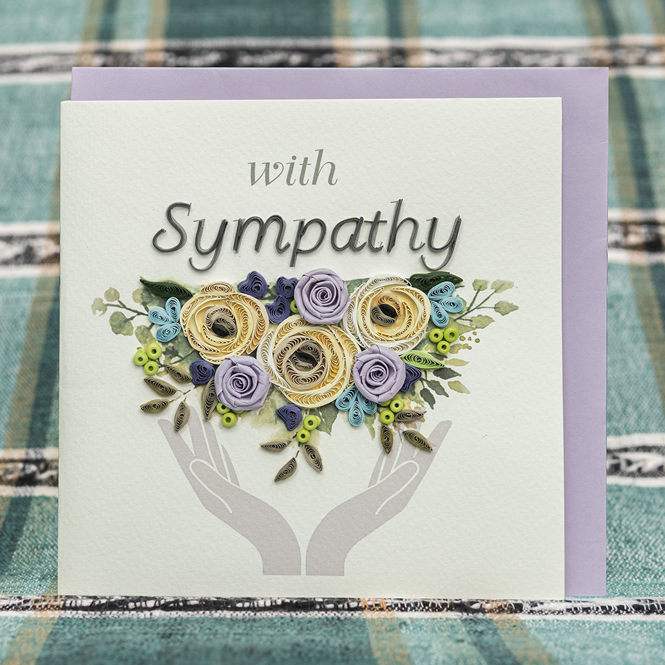 Thiệp Giấy Xoắn Hoa Chia Buồn - 15x15cm (Quilling Card/ Handmade)