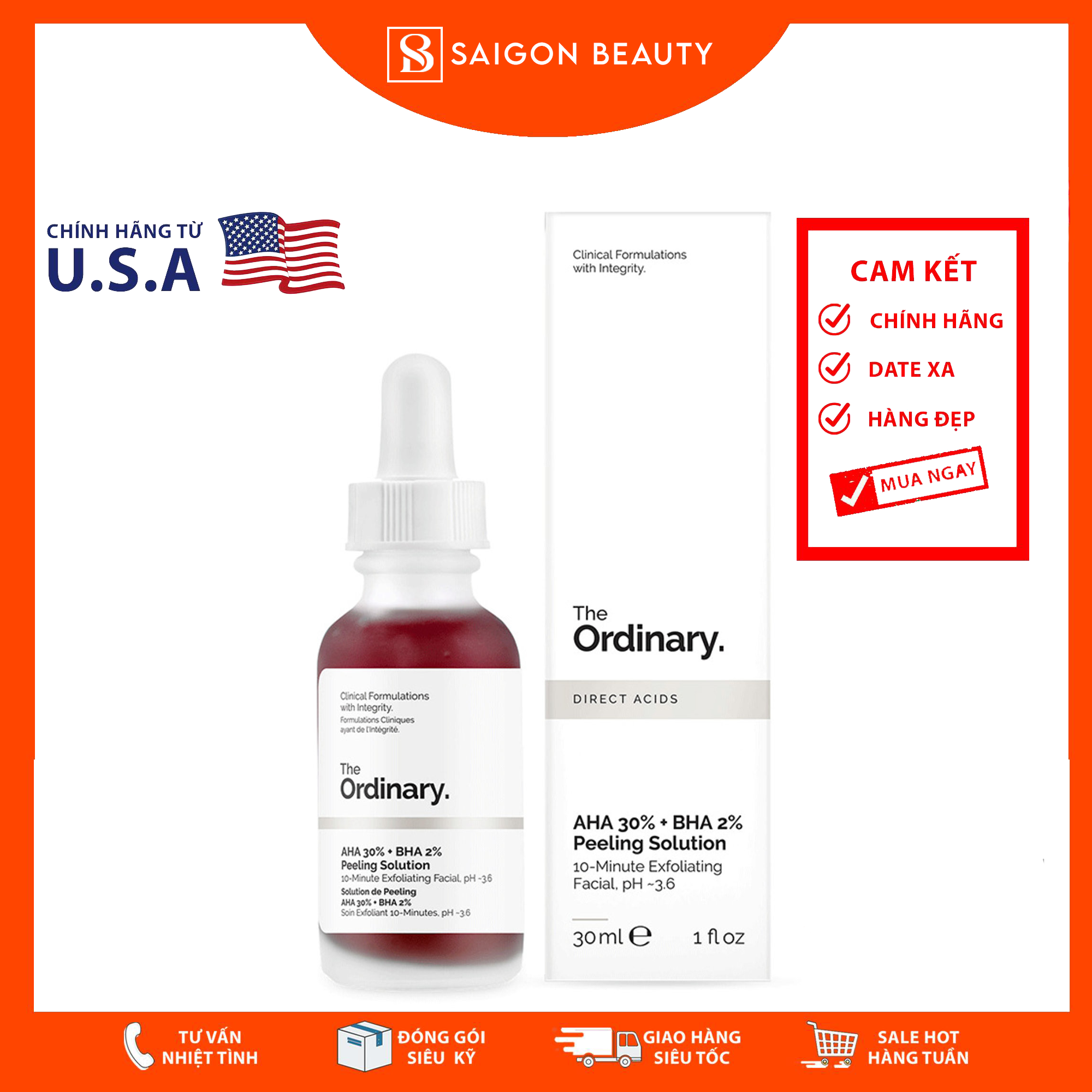 The ordinary aha 30% + bha 2% peeling solution