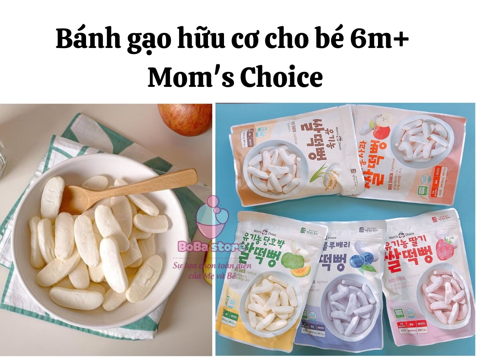 Bánh gạo ăn dặm cho bé từ 6m+ (hữu cơ) Mom's Choice