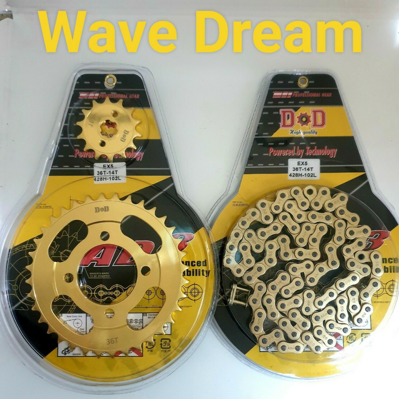 [FREESHIP TOÀN QUỐC] Bộ Nhông Sên Dĩa D.I.D Dĩa Vàng Cho Dòng Xe WAVE, DREAM, FUTURE Của HONDA