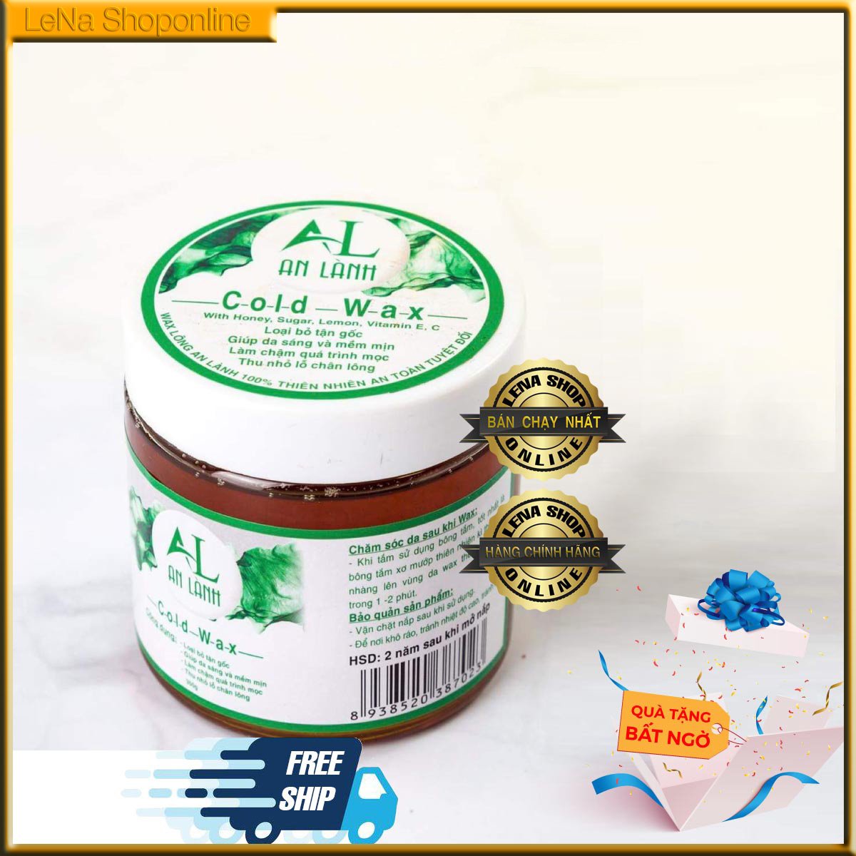 [FREESHIP + QUÀ TẶNG] Wax lông An Lành (kèm sấp giấy và 2 que)  VÀ giấy wax nhám cao cấp 100 tờ, LeNa Shoponline