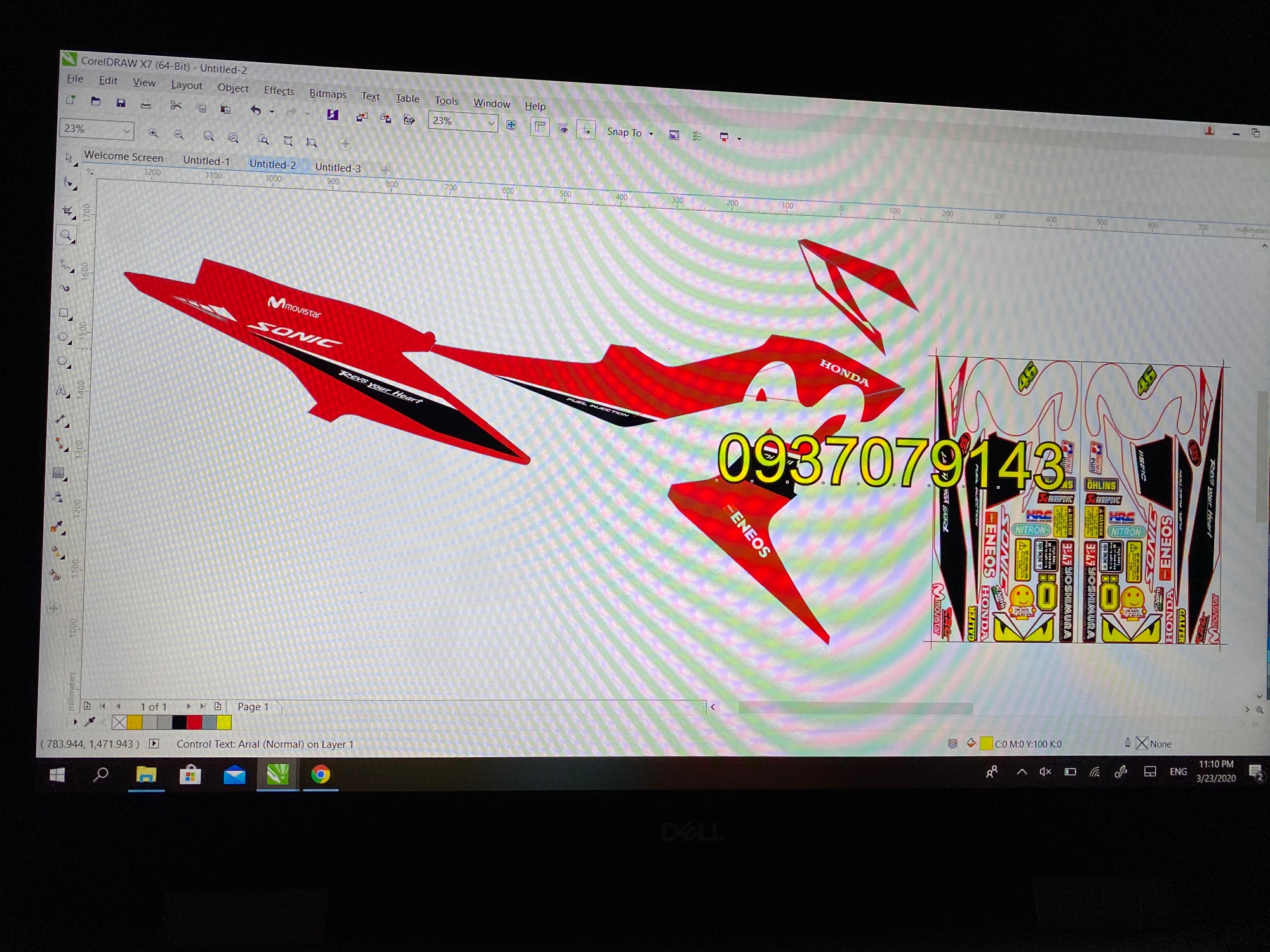 Tem rời Movistar dán xe Sonic đỏ