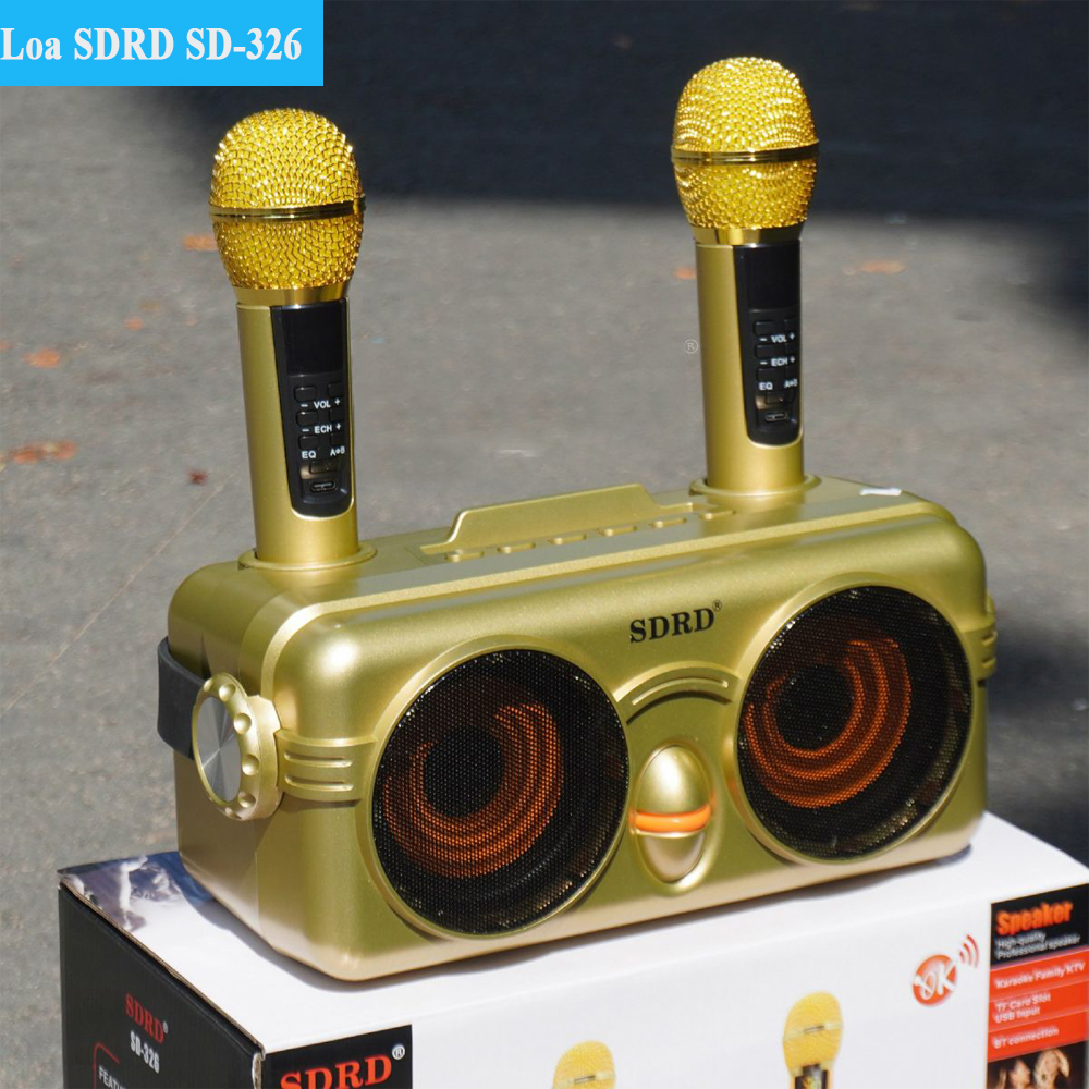 Loa Karaoke Bluetooth SDRD 326 Tặng Kèm 2 Micro Không Dây Loa Công suất 20W Sạc pin cho micro ngay trên loa - Chỉnh EQ, Echo, Vol ngay trên micro - Kết nối Bluetooth, AUX, USB, TF card - Loa xách tay du lịch cực chất - Bảo hành 12 Tháng