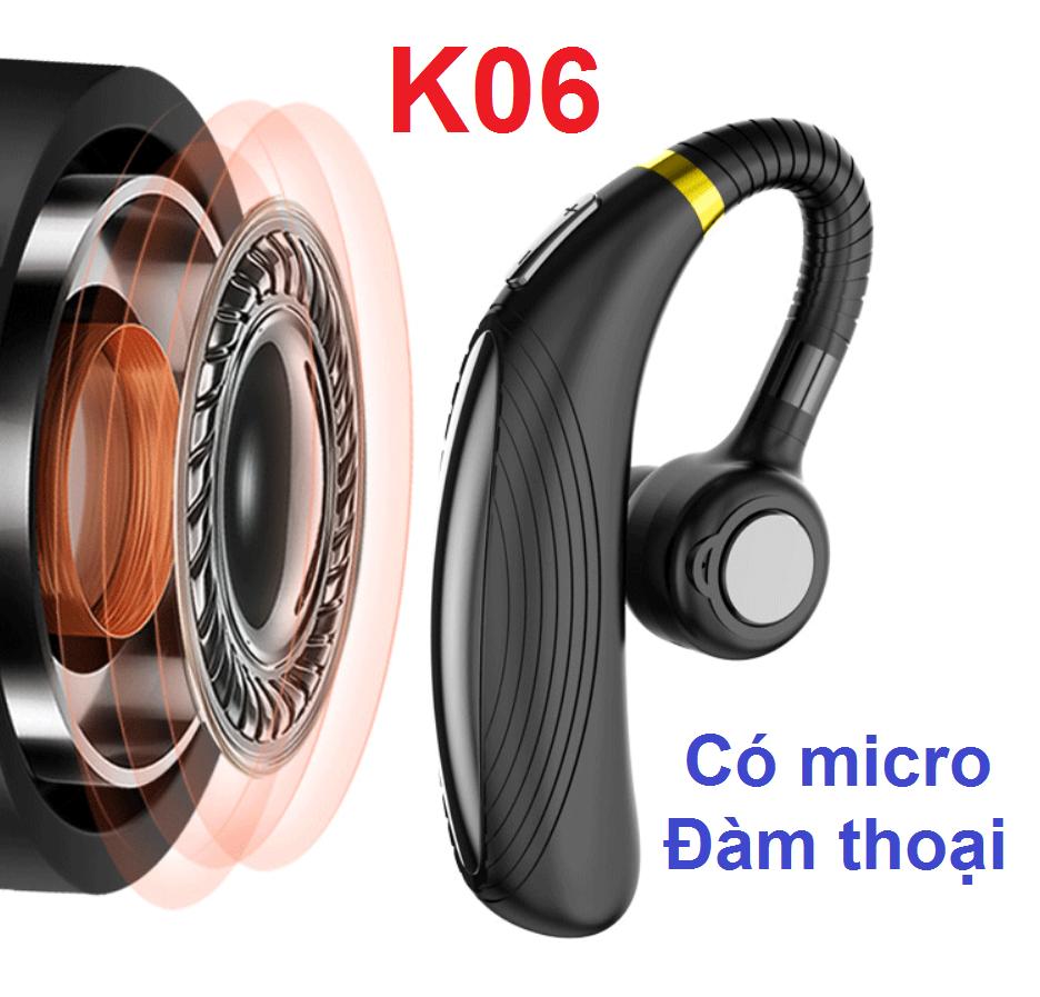 Tai nghe bluetooth móc tai K06 cao cấp - Có micro đàm thoại
