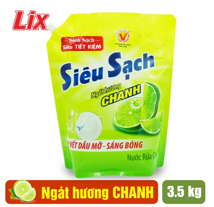 Nước rửa chén LIX 3.5KG hương chanh và trà xanh tự nhiên